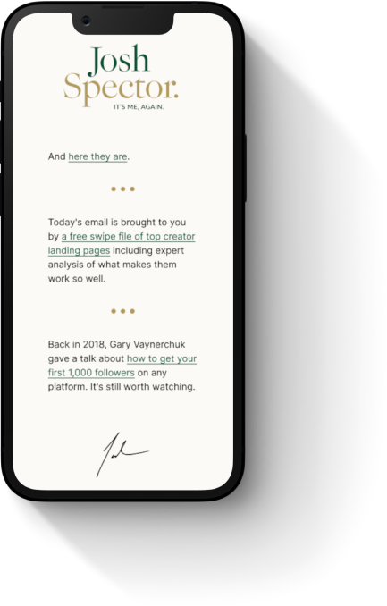 email josh spector on mobile phone